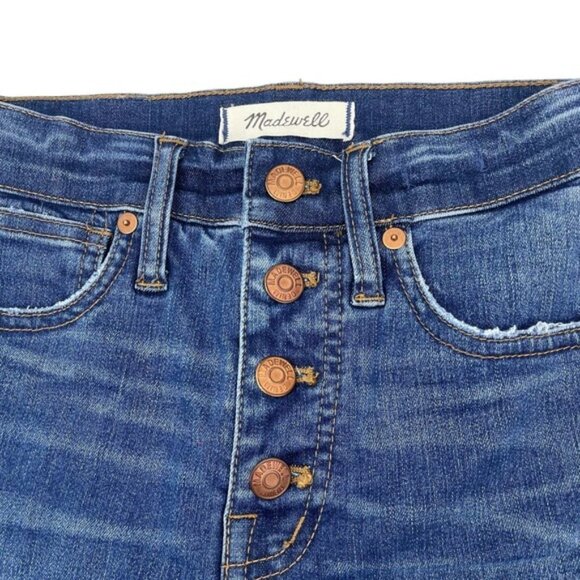 MADEWELL 10" High Rise Skinny Jean Sz 24 Distressing Raw Hem - Picture 4 of 8